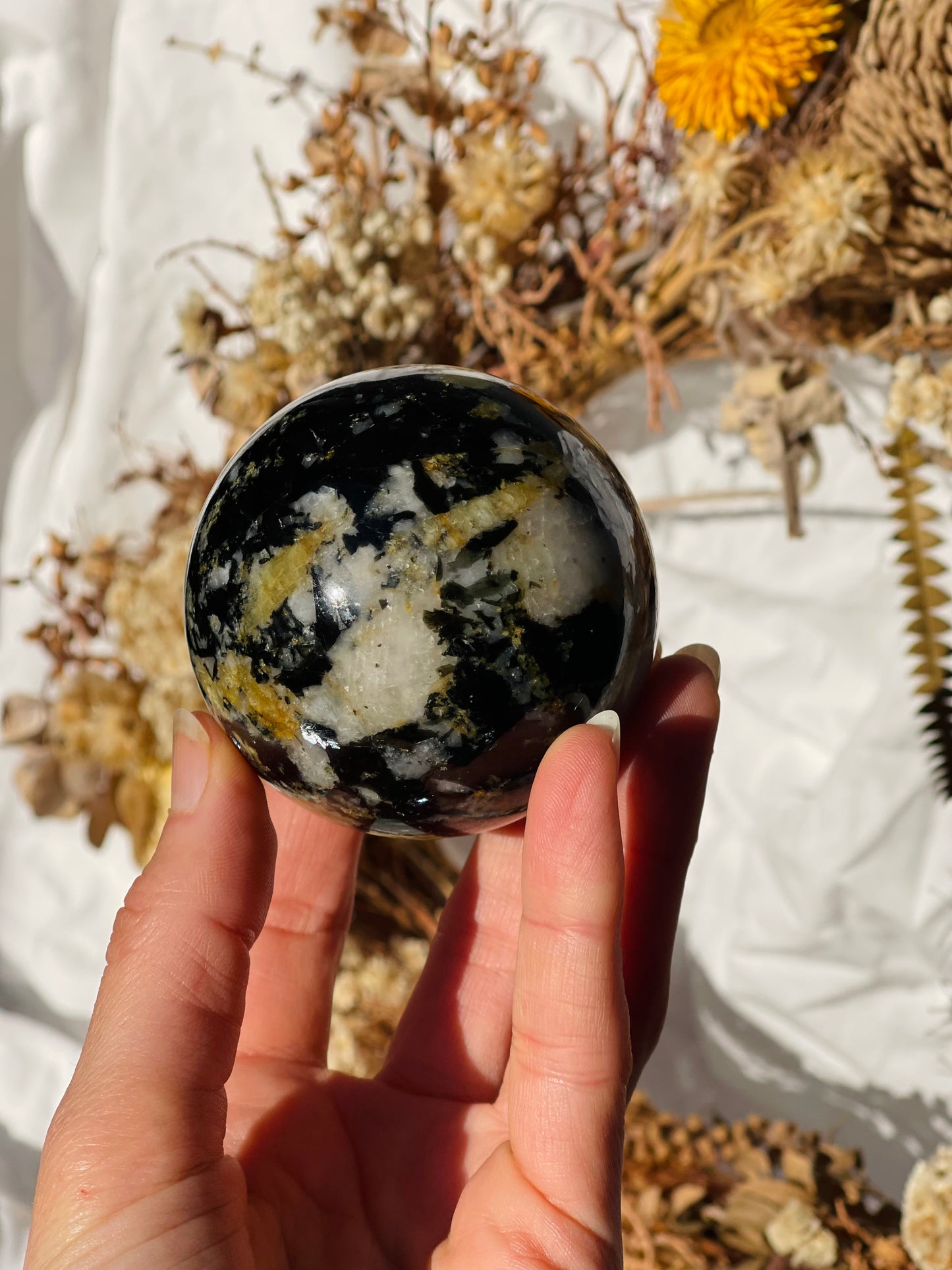 Yellow Tourmaline | Black Tourmaline | Mica | Quartz Sphere