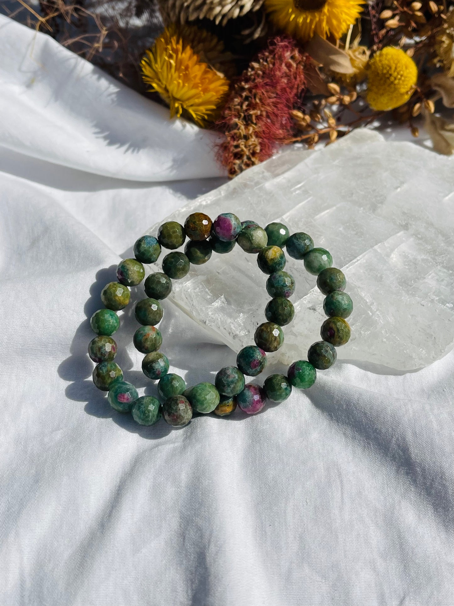 Ruby Fucite Facet Bracelet