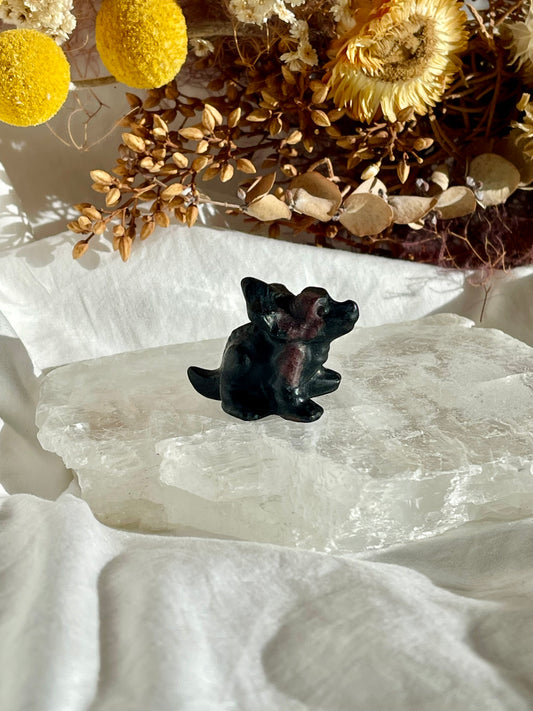 Garnet / Astrophyllite Baby Triceratops