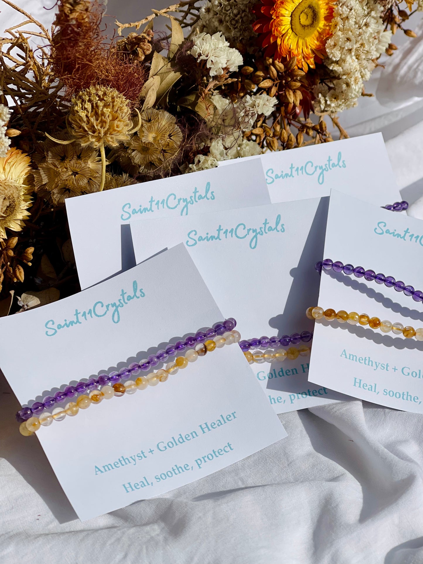 Bracelet Set | Amethyst & Golden Healer