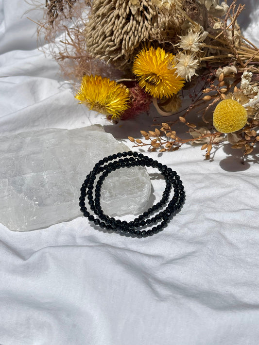 Black Obsidian Facet Bracelet