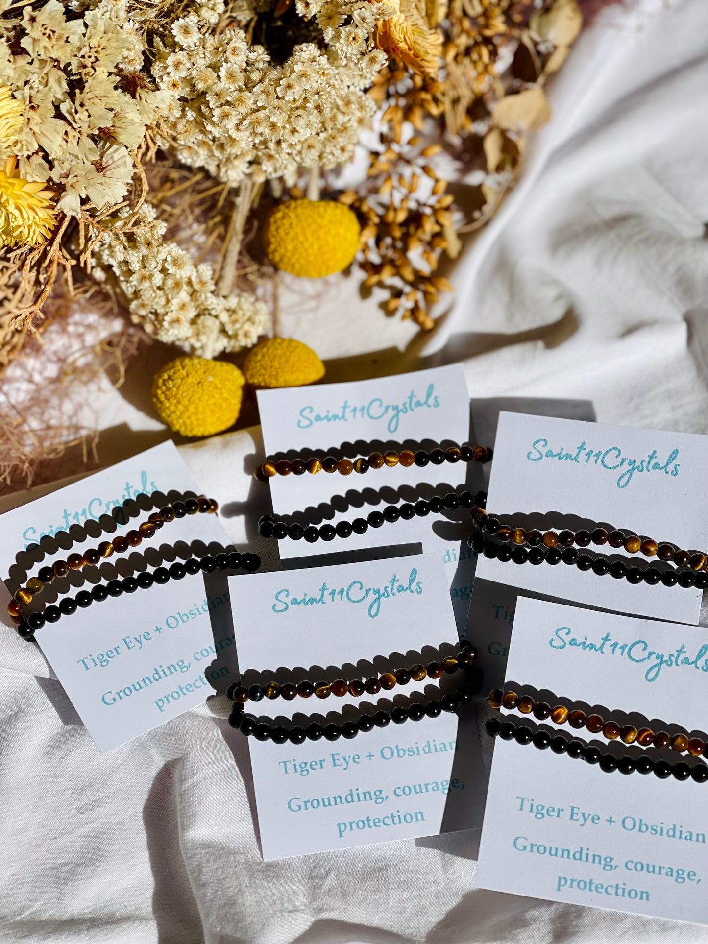 Kids Bracelet Set | Obsidian & Tiger Eye