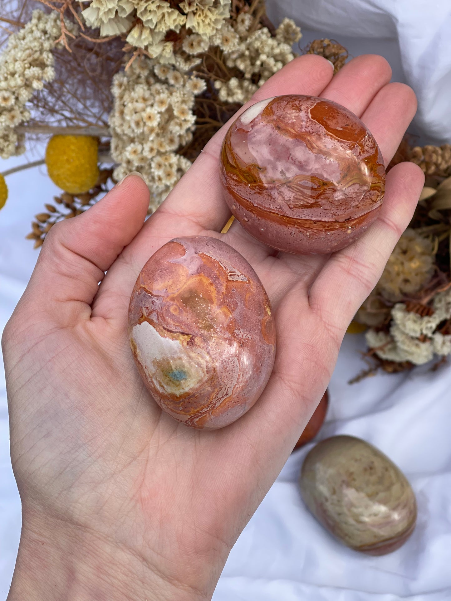 Pink Polychrome Jasper Palmstone | medium