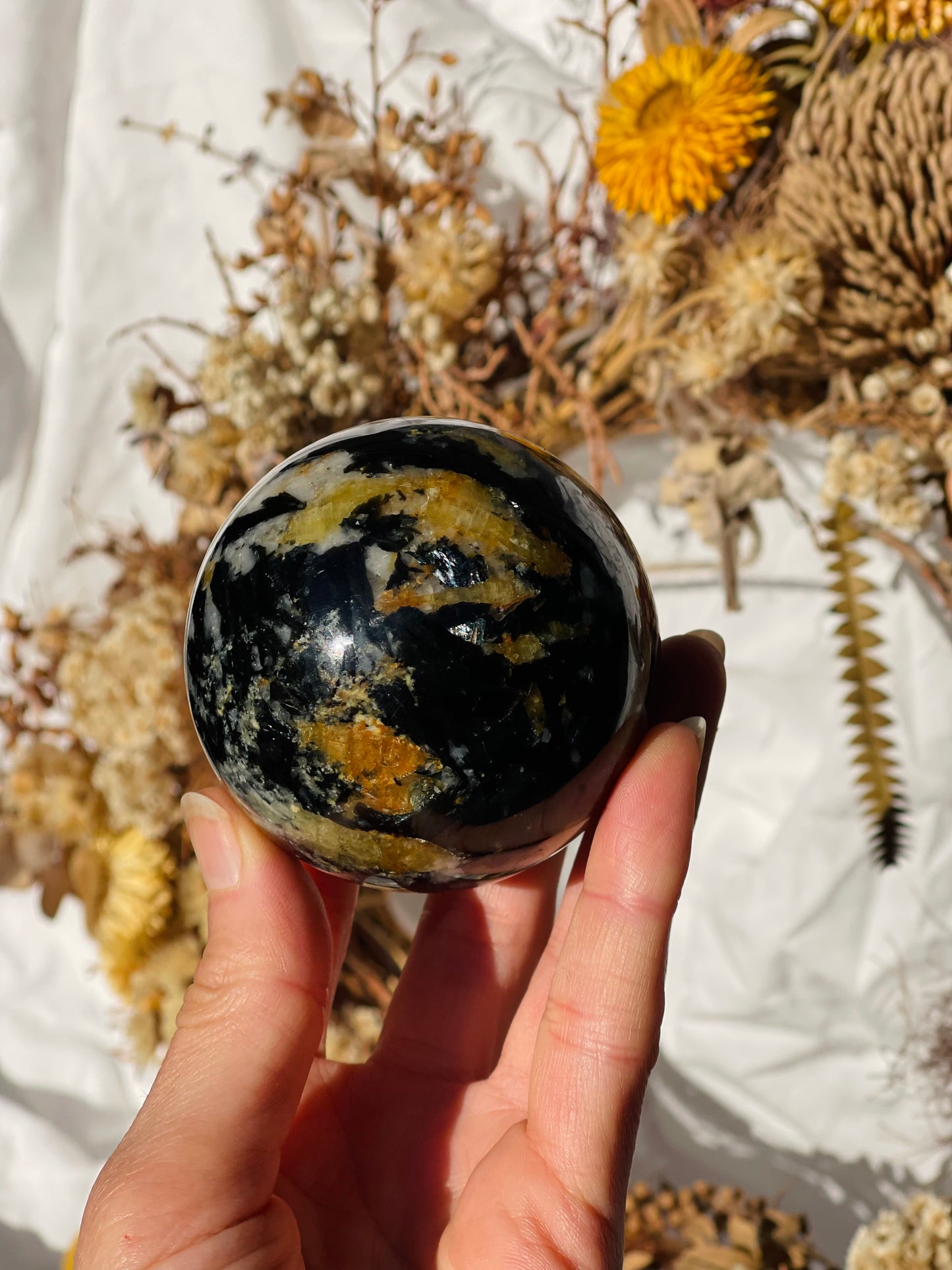 Yellow Tourmaline | Black Tourmaline | Mica | Quartz Sphere