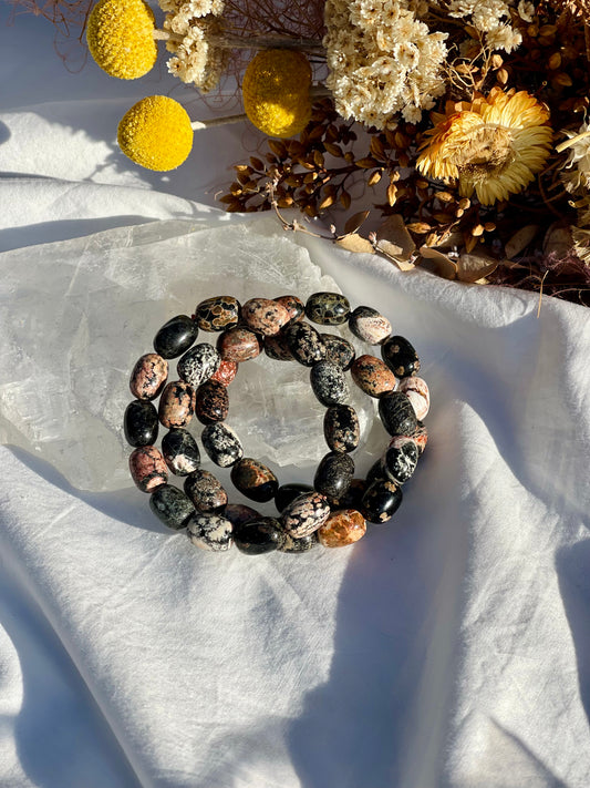 Red Snowflake Obsidian Bracelet