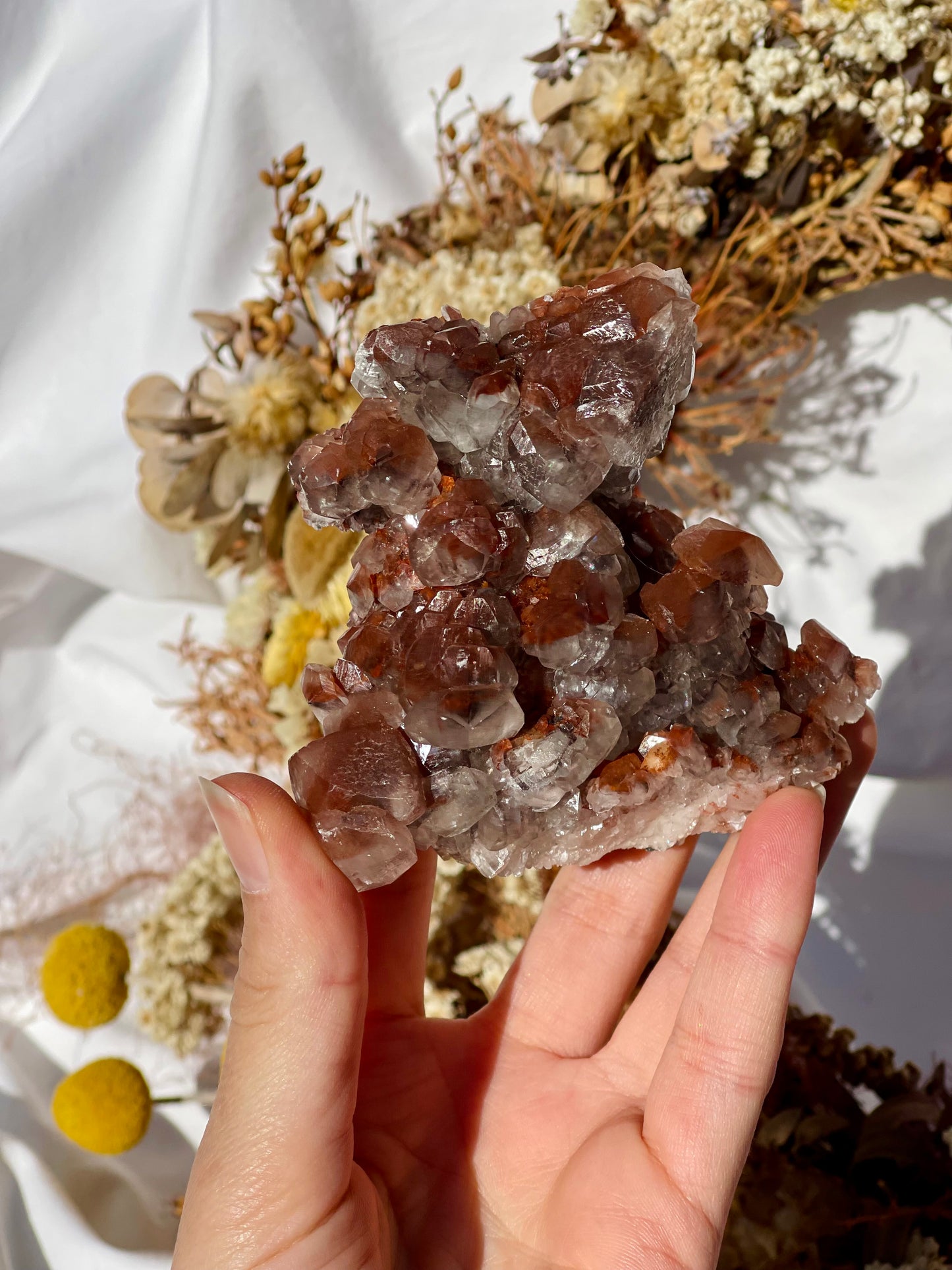 Red Phantom Pagoda Calcite Specimen