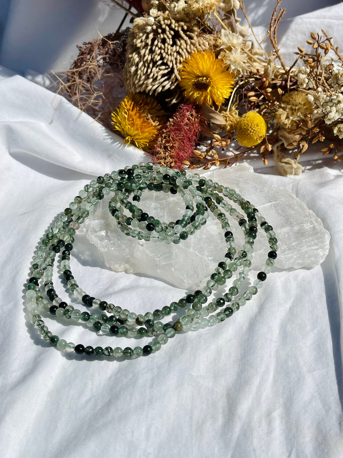 Green Tourmalated Quartz Wrap Bracelet
