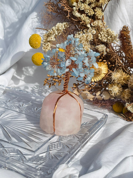 Aquamarine | Rose Quartz Tree