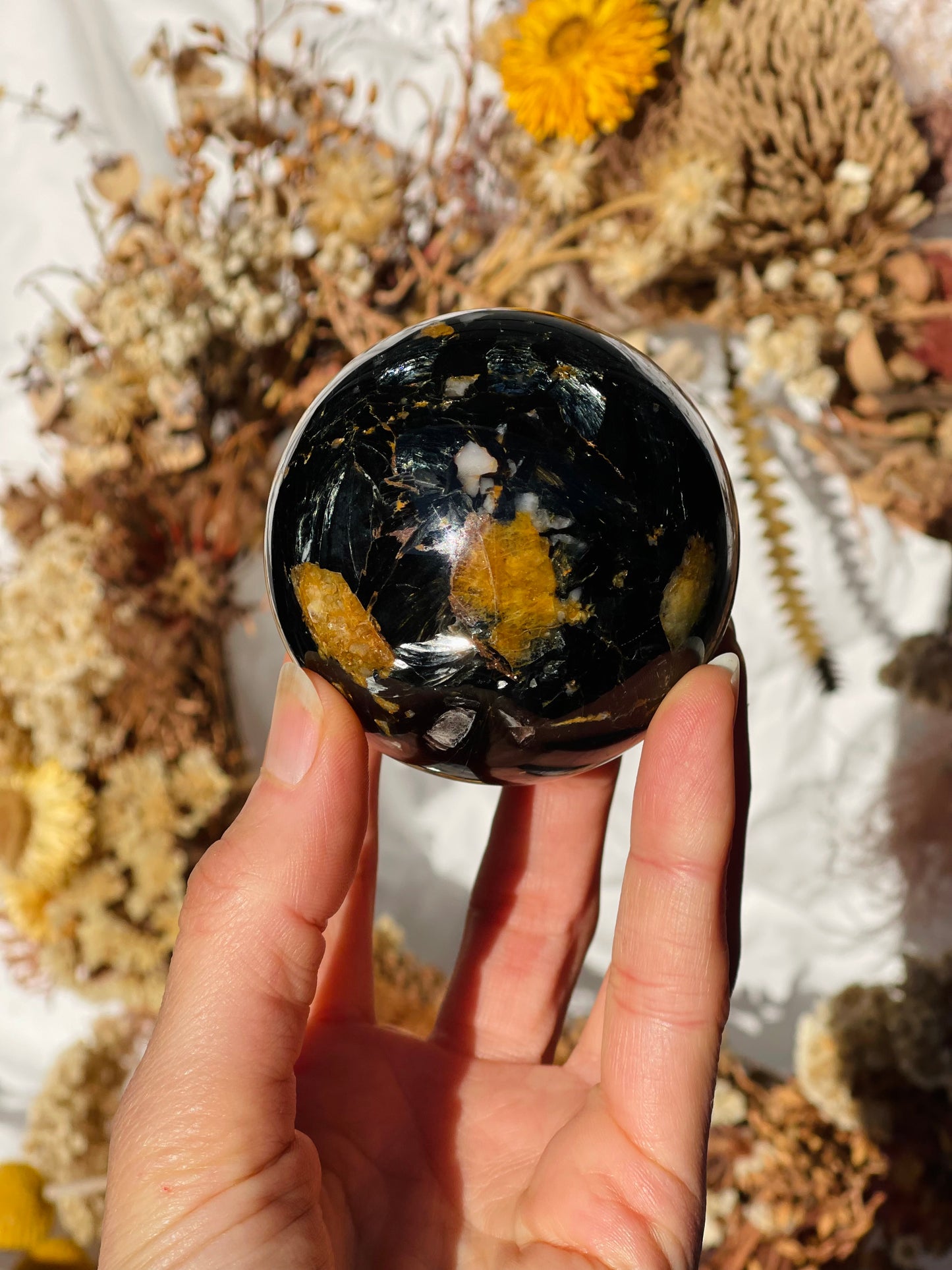 Yellow Tourmaline | Black Tourmaline | Mica | Quartz Sphere