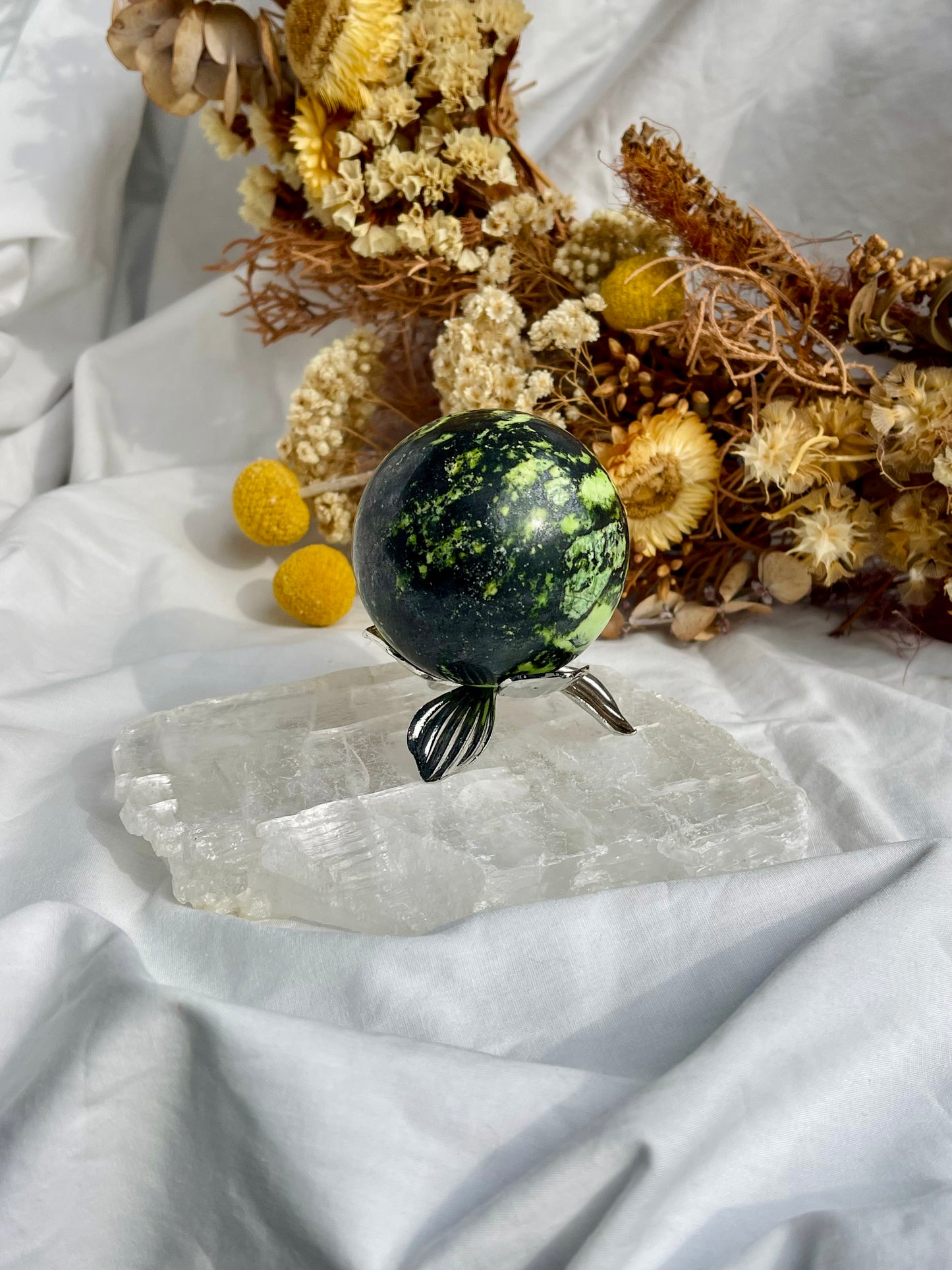 Green Opal & Hematite Sphere