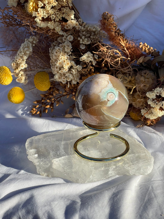 Green Flower Agate Sphere #1