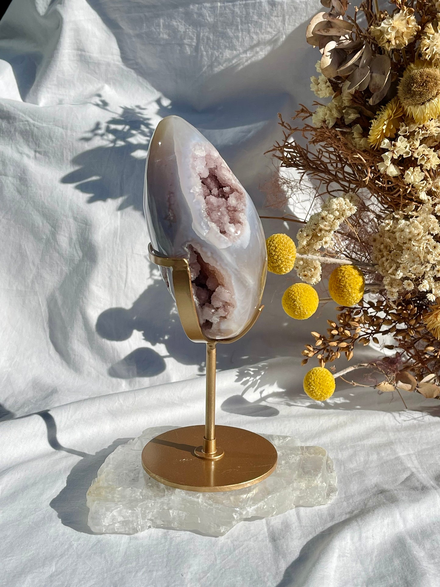 Agate & Pink Amethyst Egg