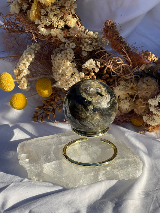 Green Mica & Smokey Quartz Sphere #2