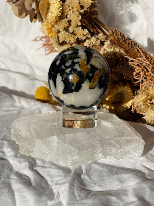 Yellow Tourmaline | Black Tourmaline | Mica | Quartz Sphere