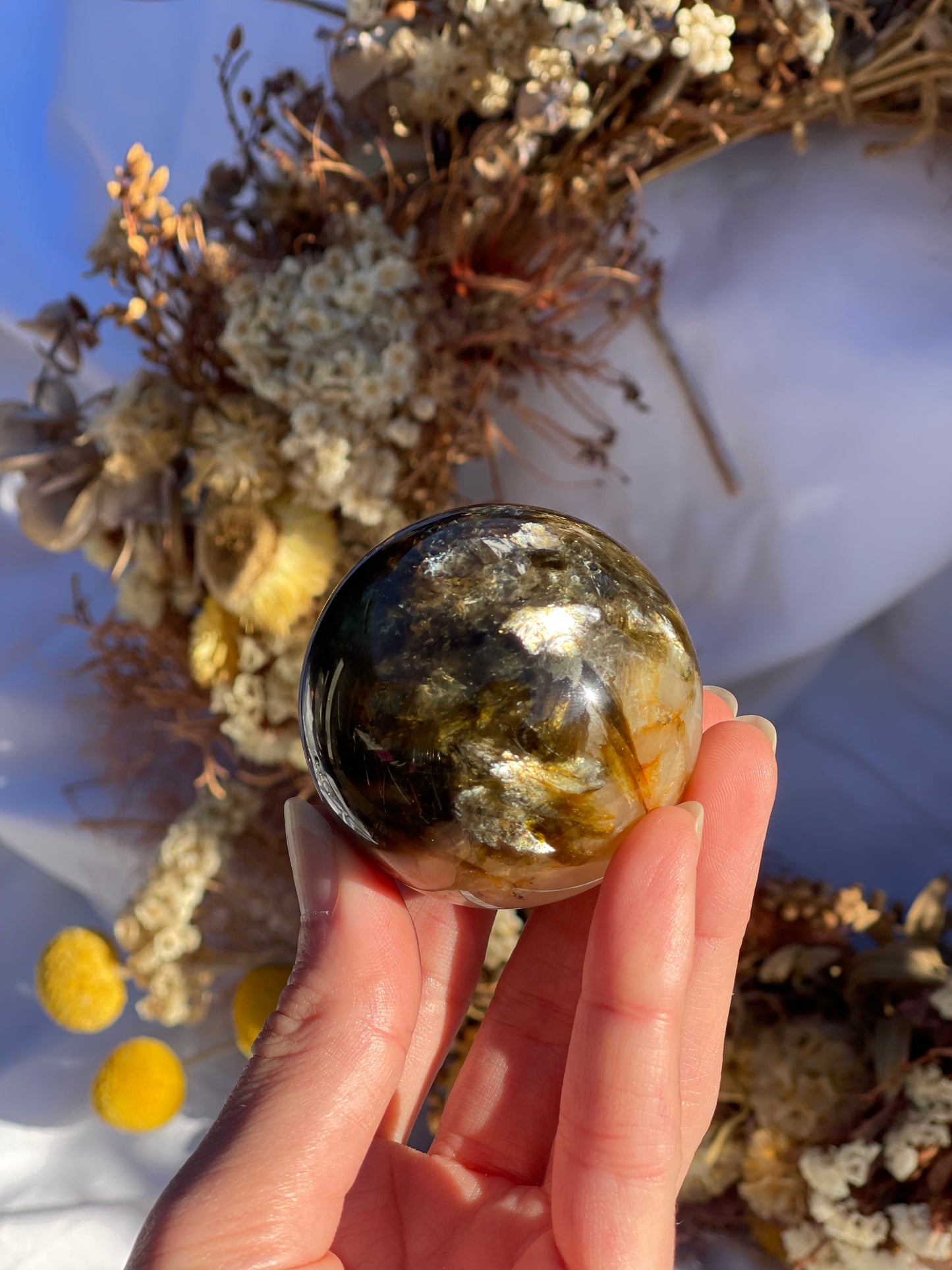 Green Mica & Smokey Quartz Sphere #1