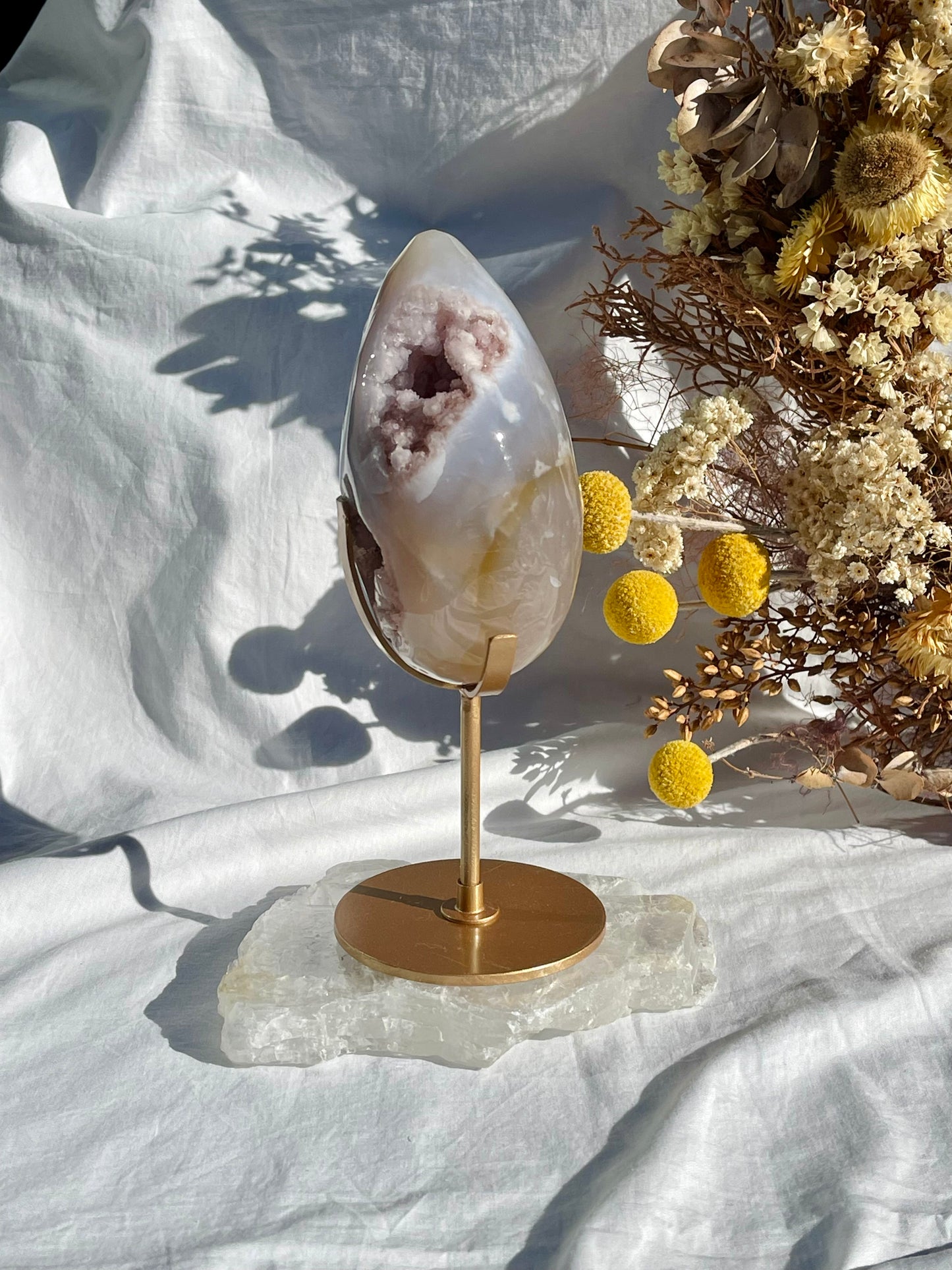 Agate & Pink Amethyst Egg