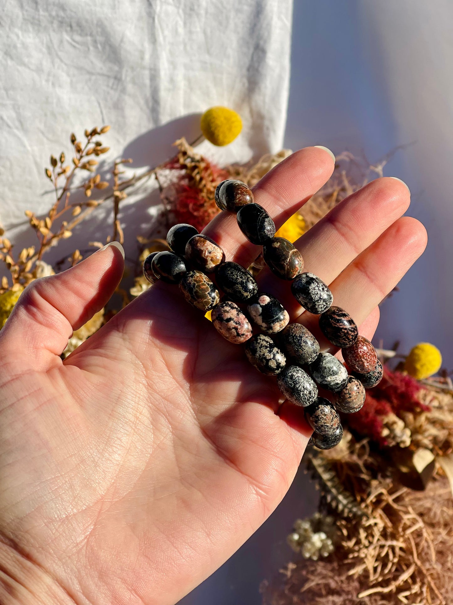 Red Snowflake Obsidian Bracelet