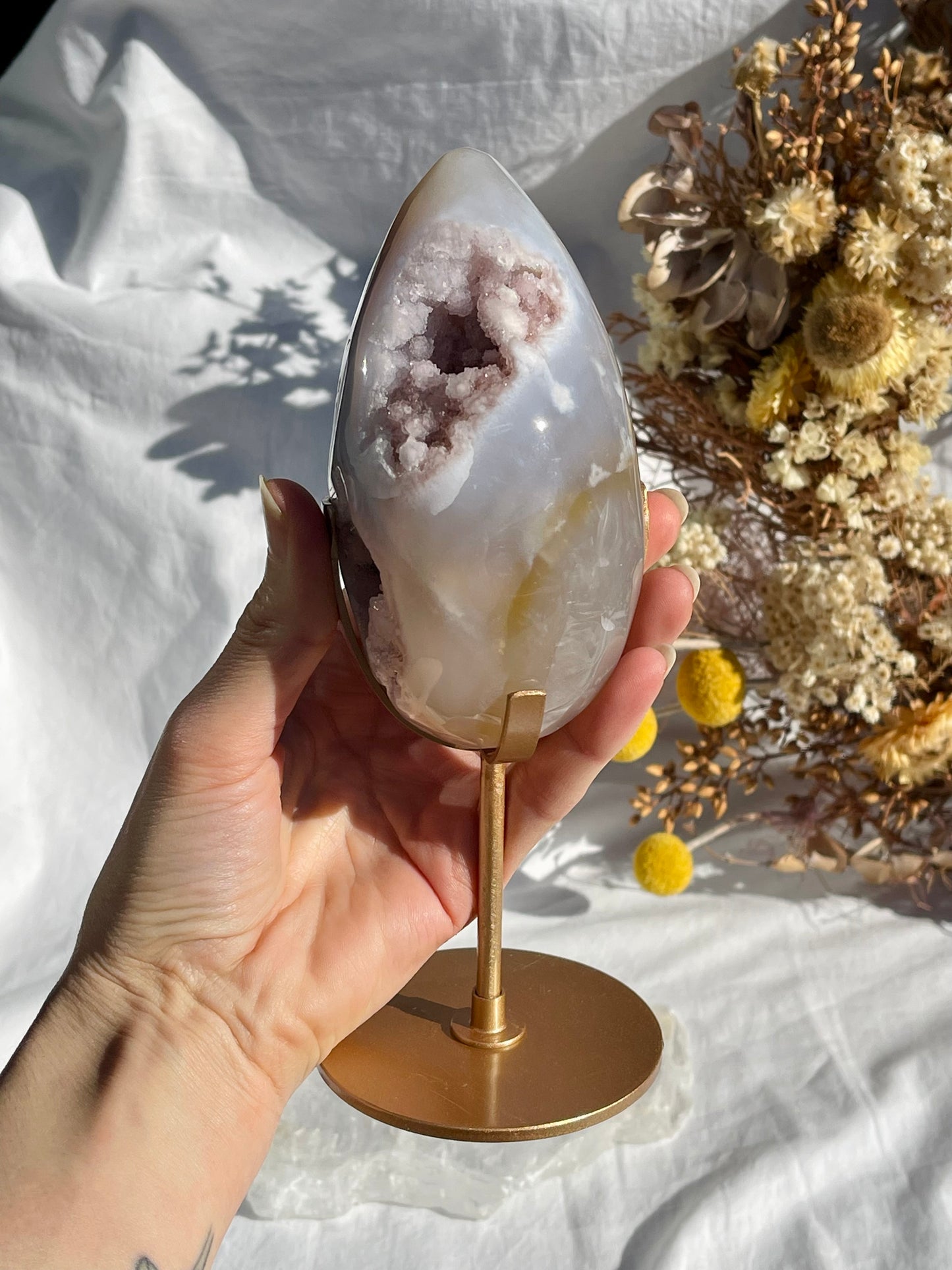 Agate & Pink Amethyst Egg
