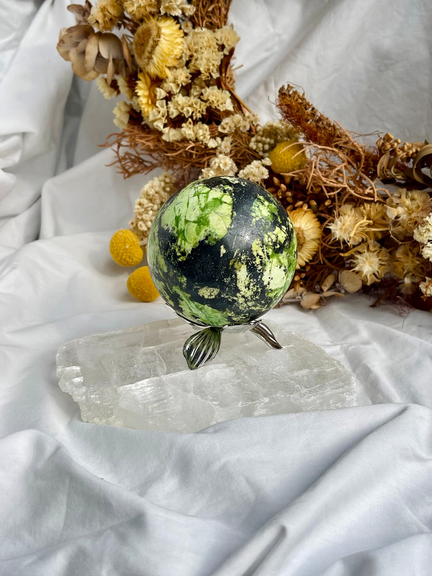 Green Opal & Hematite Sphere