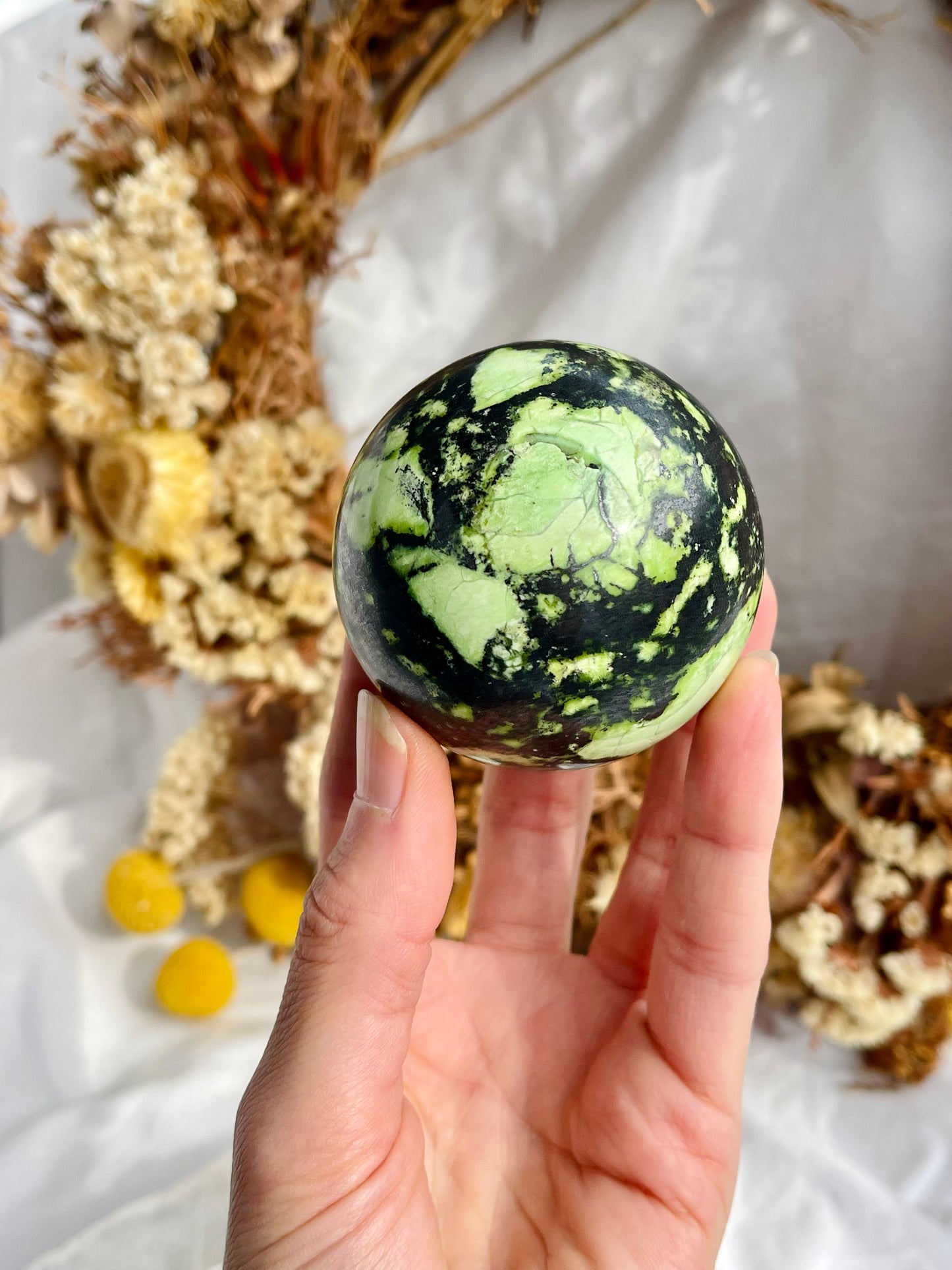 Green Opal & Hematite Sphere
