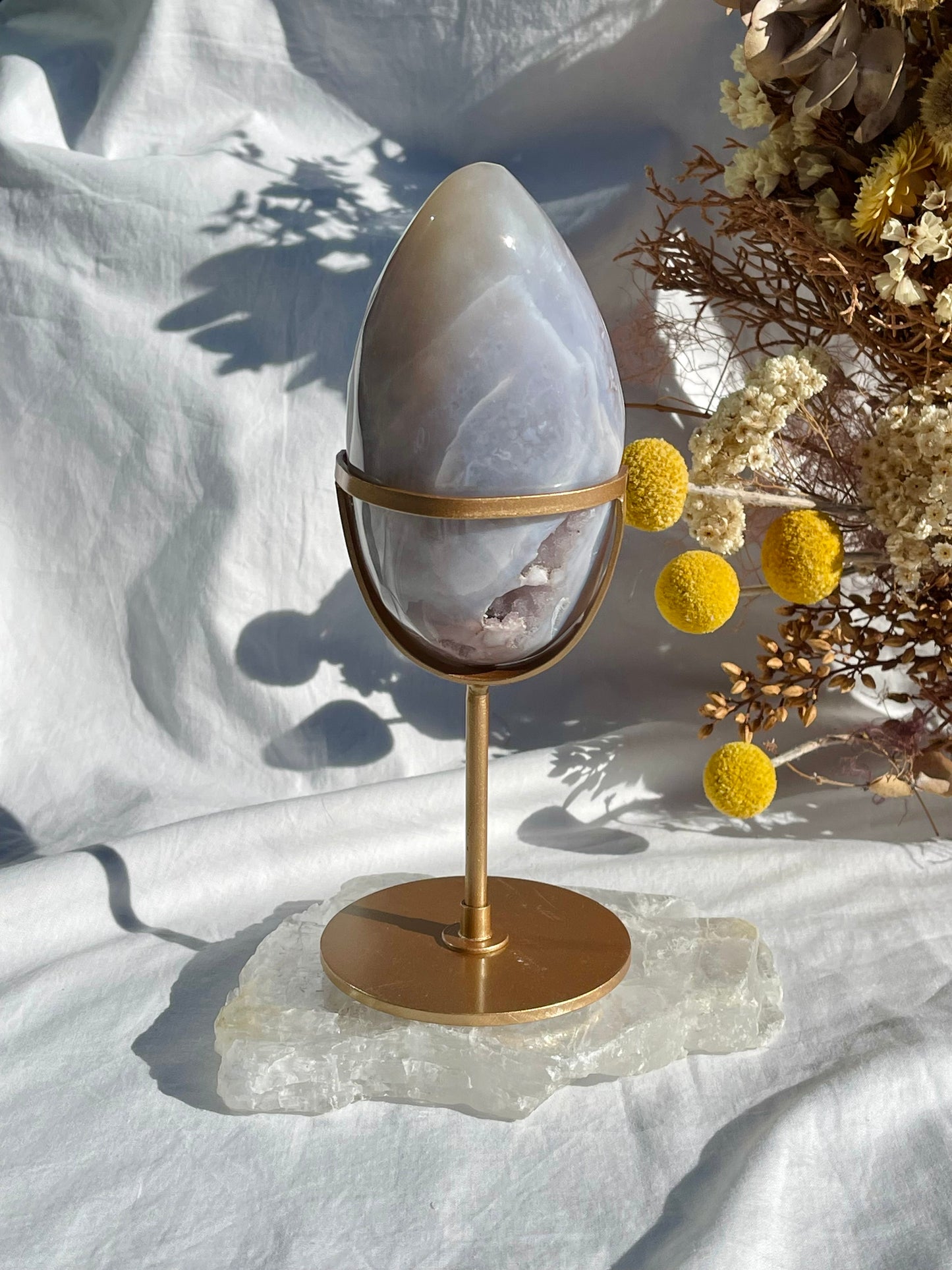 Agate & Pink Amethyst Egg