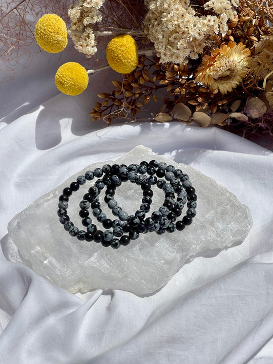 Snowflake Obsidian Bracelet | Medium Bead