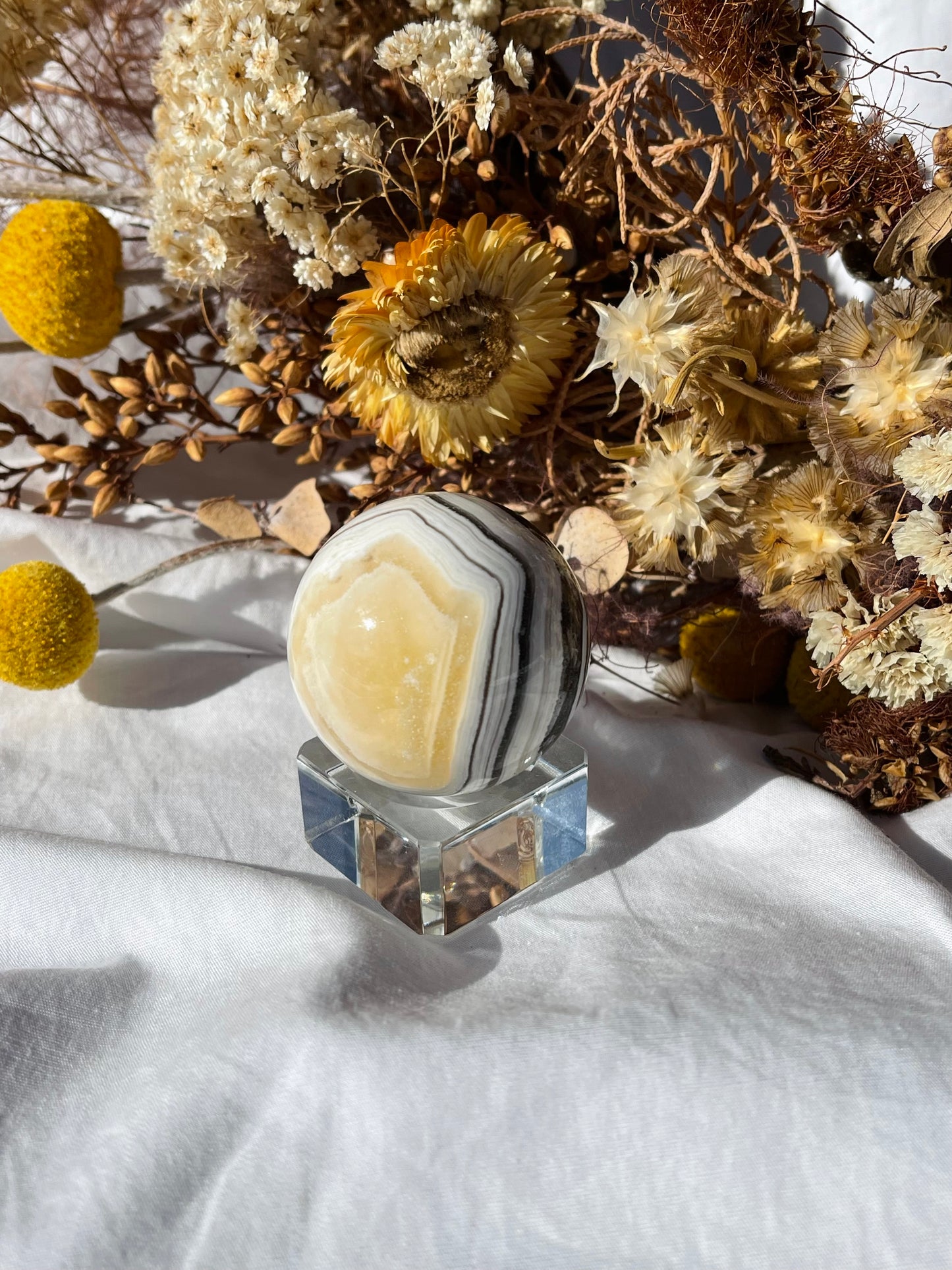 Yellow Zebra Calcite Sphere #2