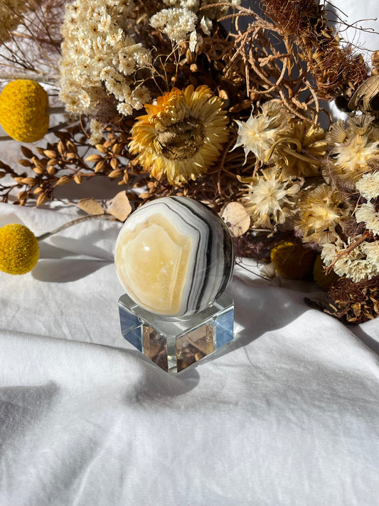 Yellow Zebra Calcite Sphere #2