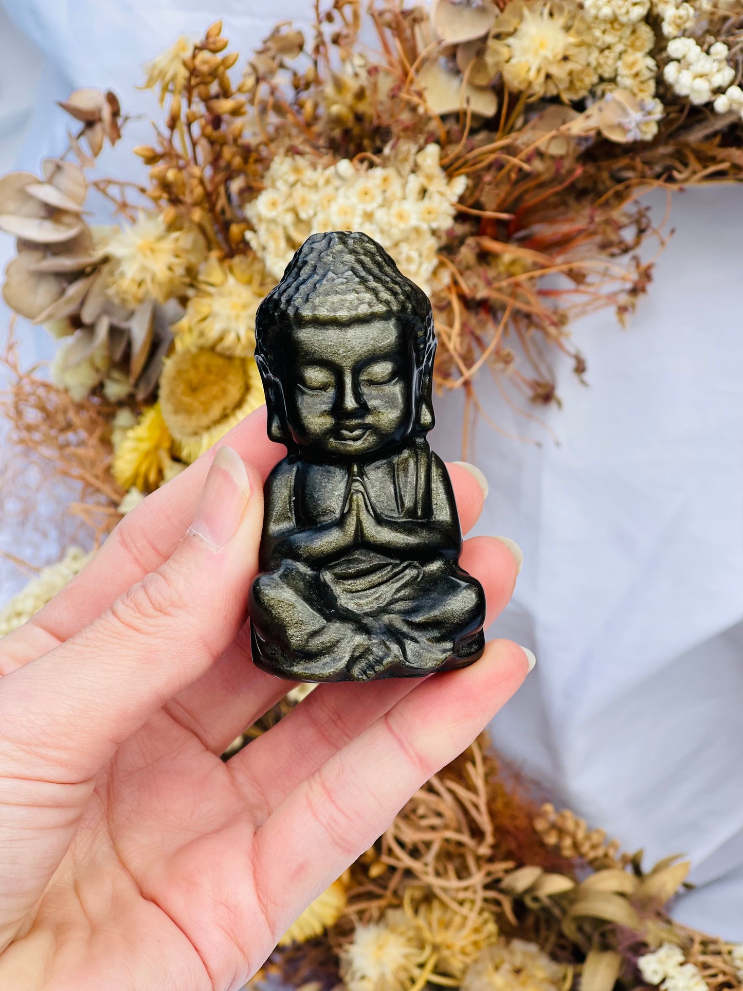 Gold Sheen Obsidian Buddha