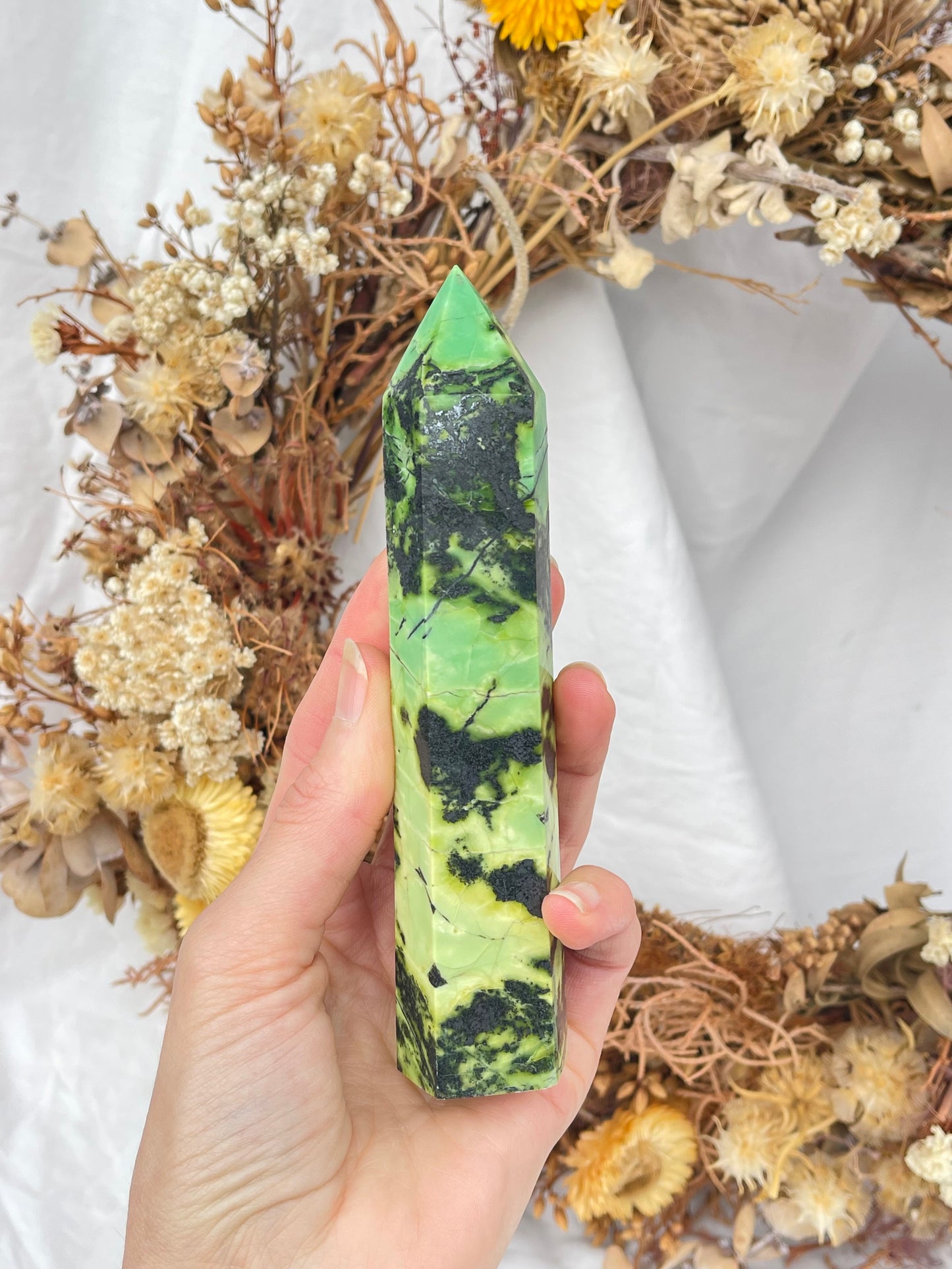 Green Opal & Hematite Point #4