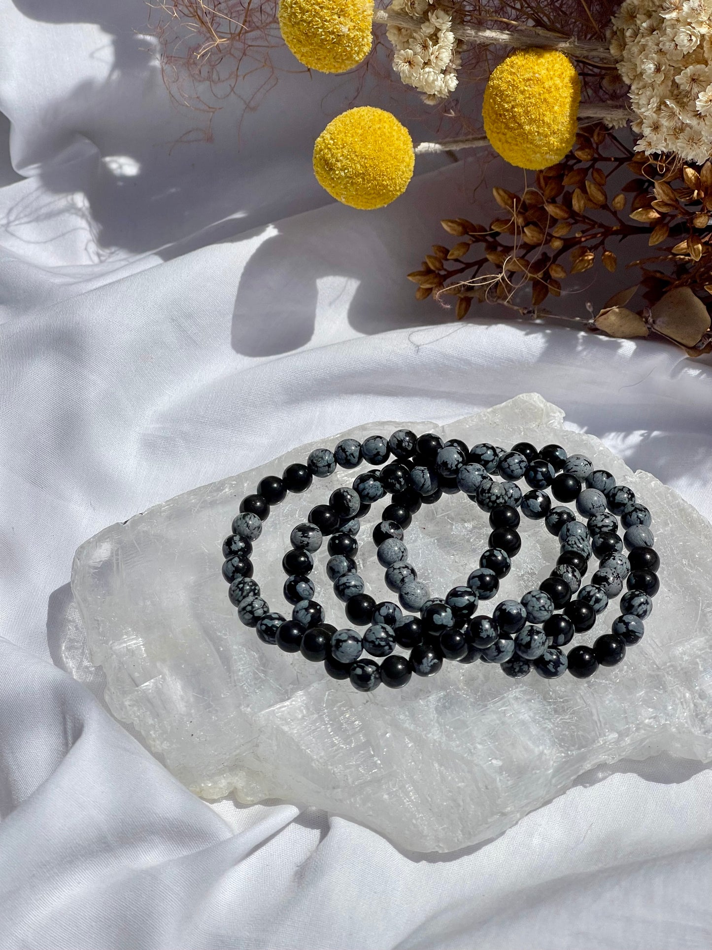 Snowflake Obsidian Bracelet | Medium Bead