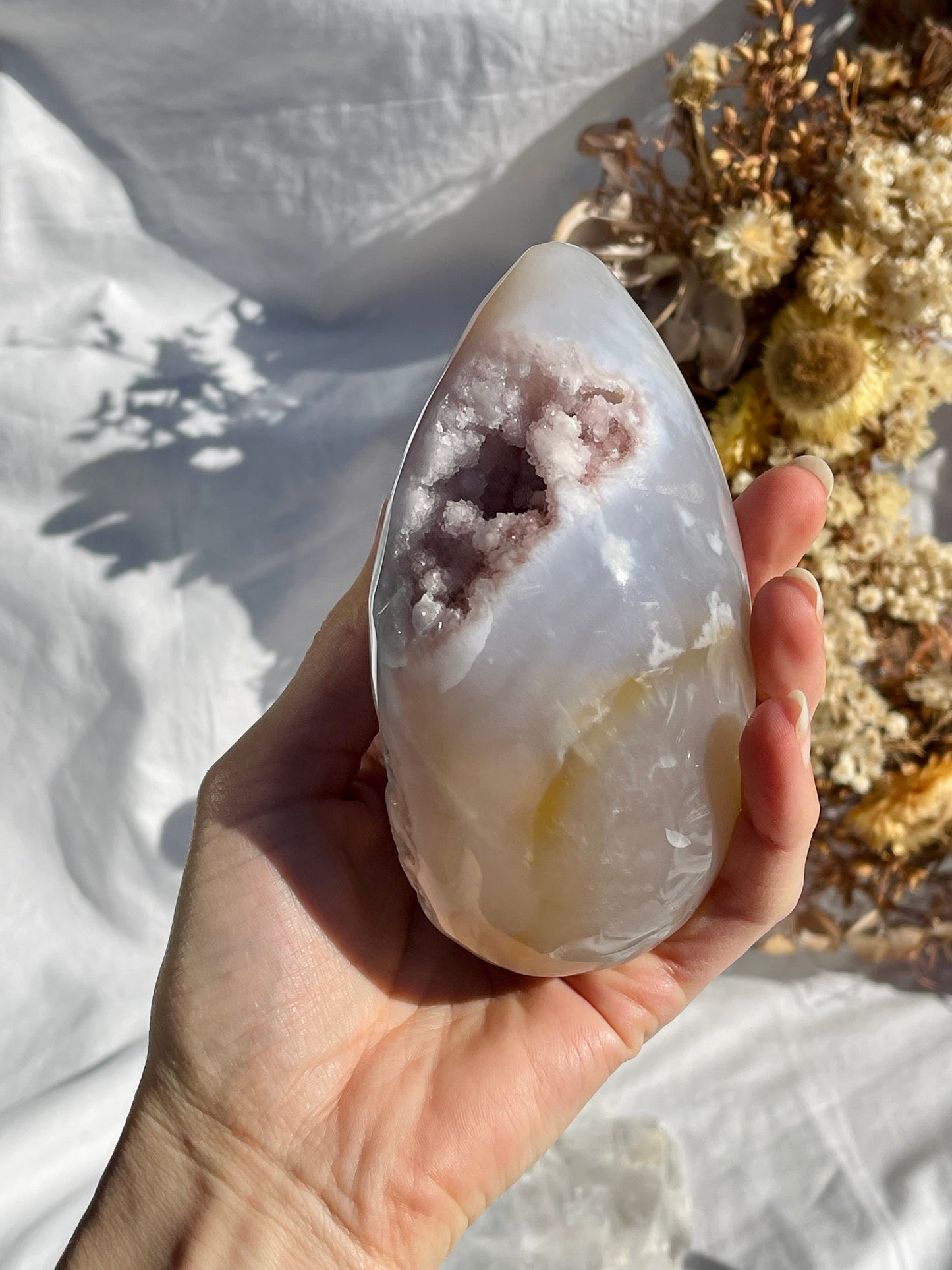 Agate & Pink Amethyst Egg