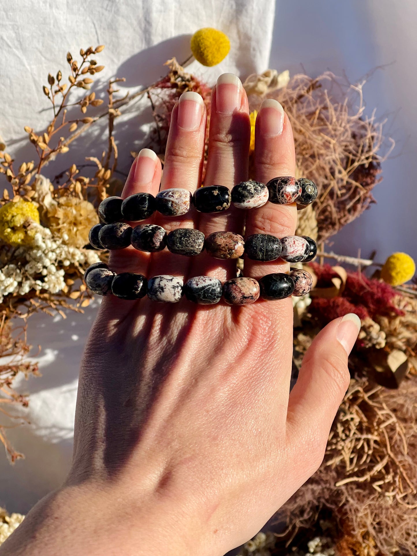 Red Snowflake Obsidian Bracelet