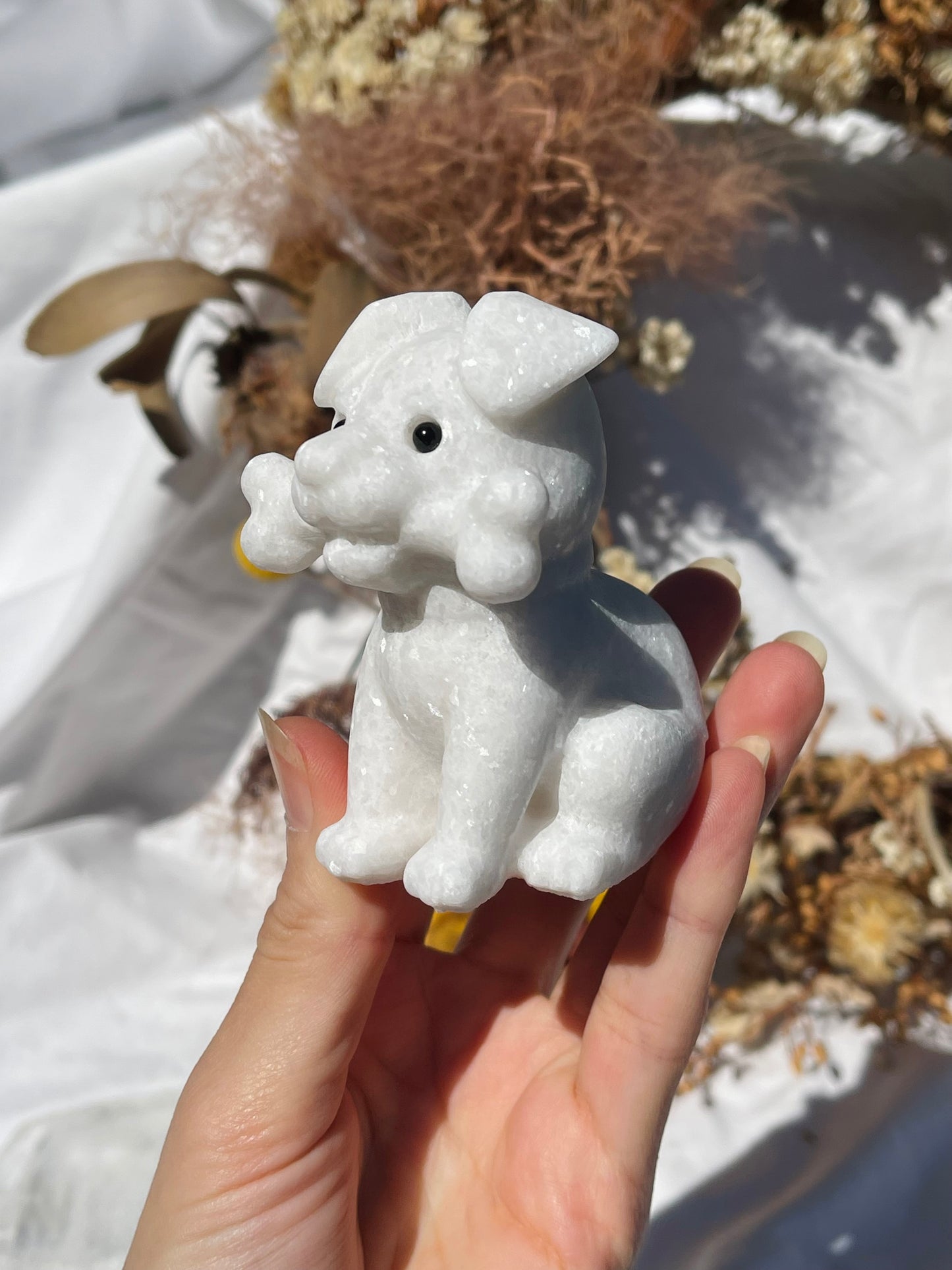 White Jade Dog With Bone
