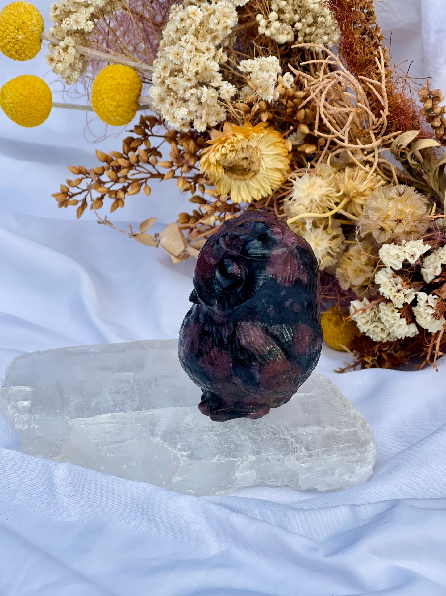 Garnet / Astrophyllite Owl