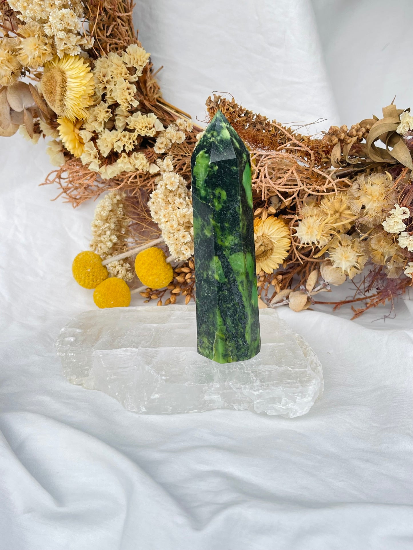 Green Opal & Hematite Point #1