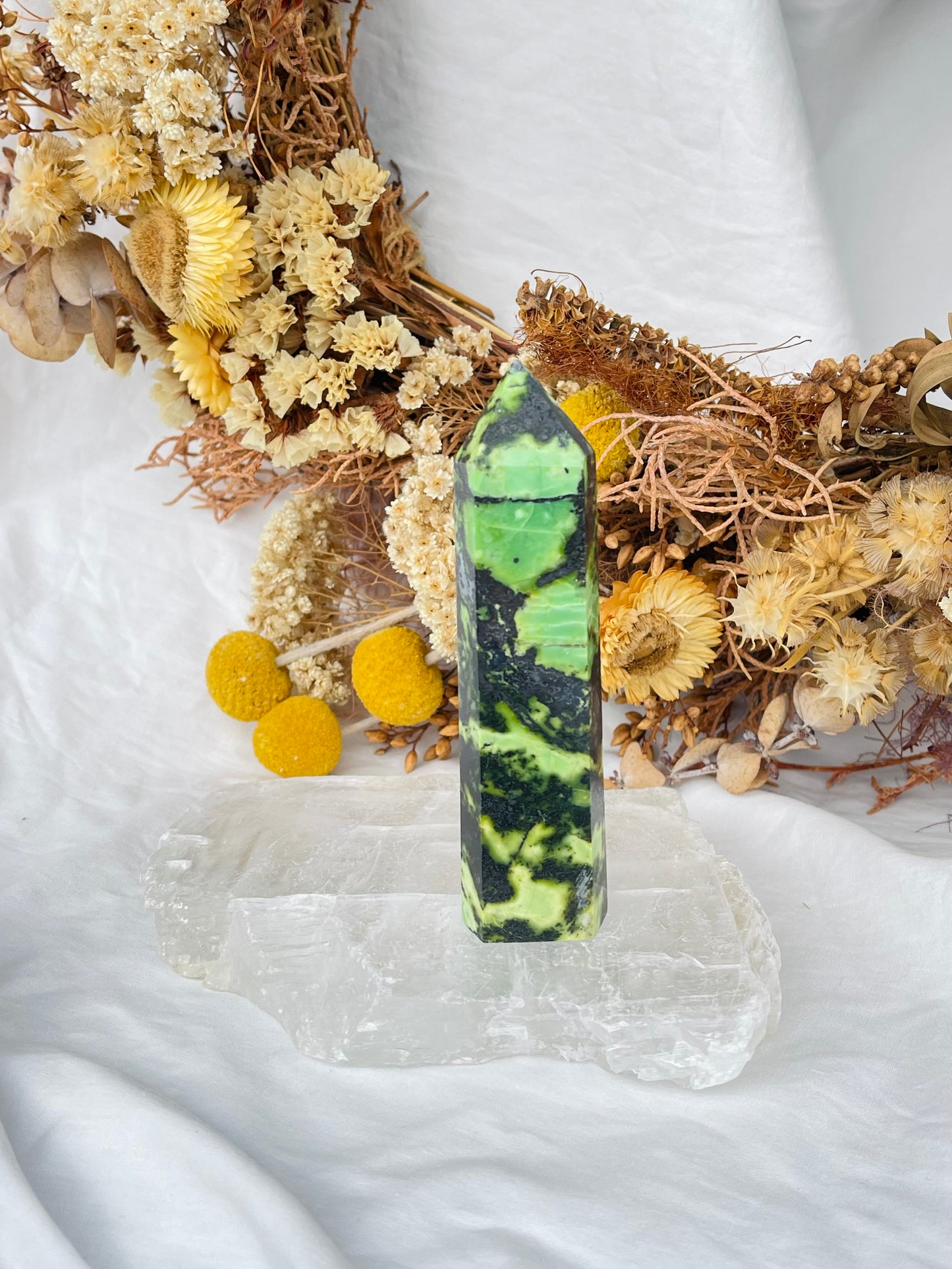 Green Opal & Hematite Point #3