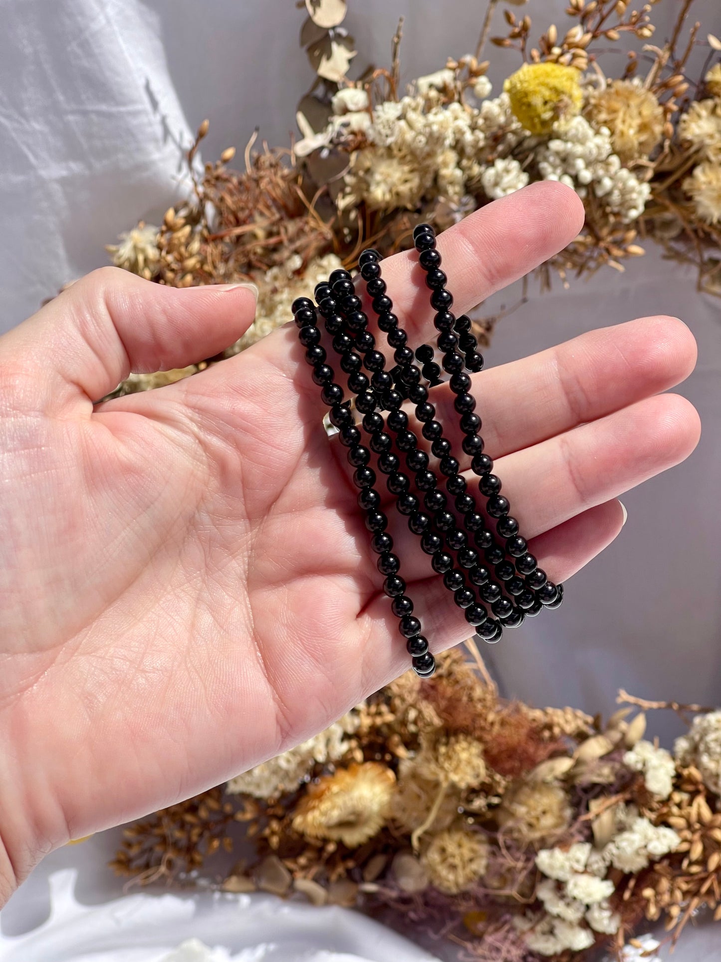 Black Tourmaline Bracelet | Small Bead