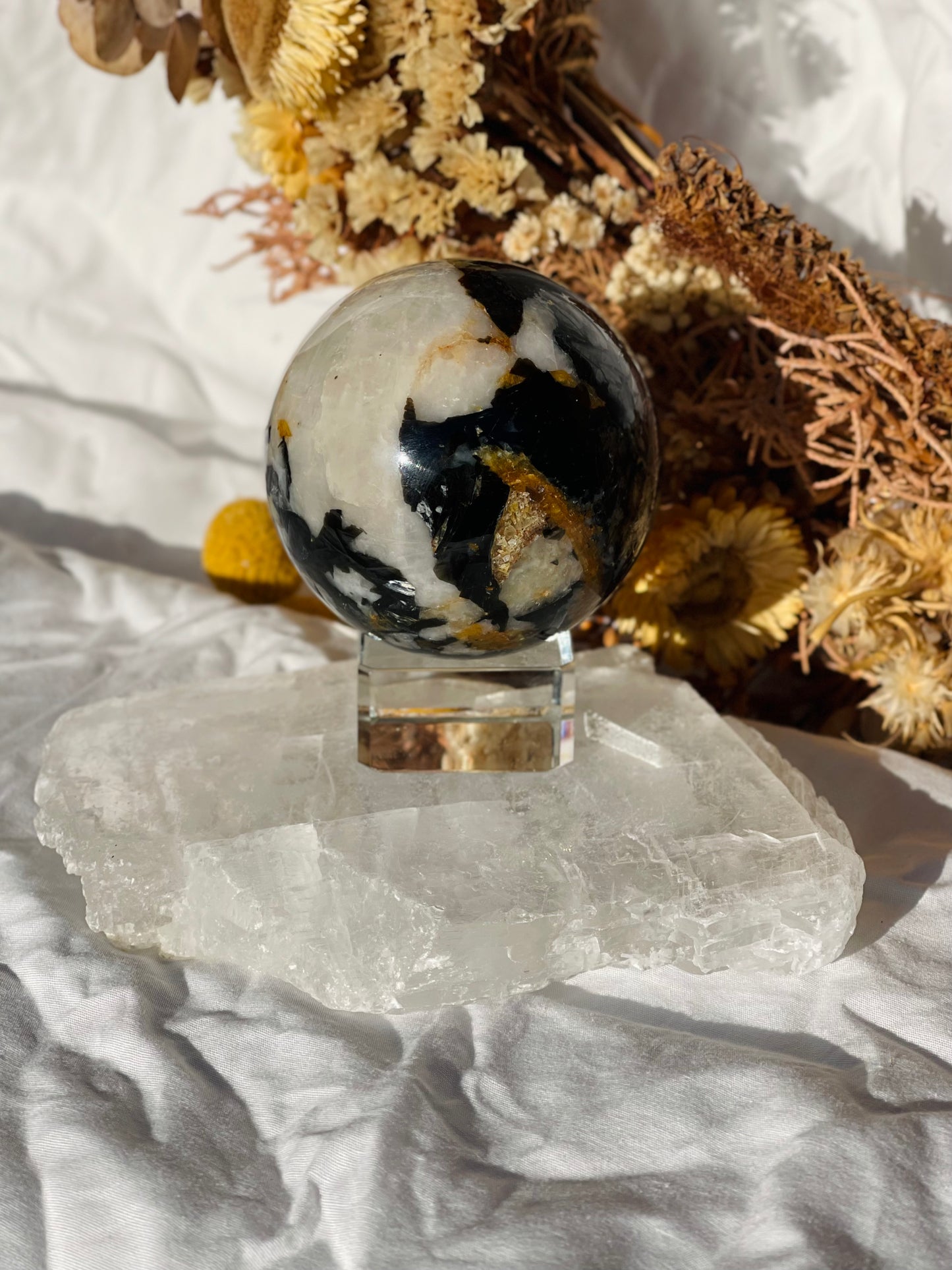 Yellow Tourmaline | Black Tourmaline | Mica | Quartz Sphere