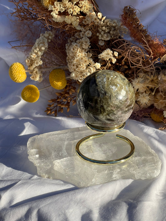 Green Mica & Smokey Quartz Sphere #3