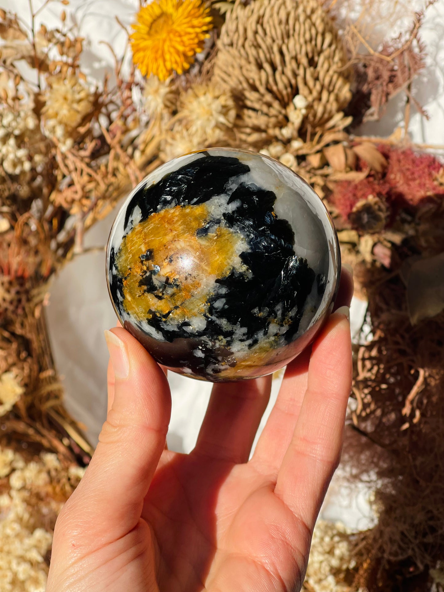 Yellow Tourmaline | Black Tourmaline | Mica | Quartz Sphere