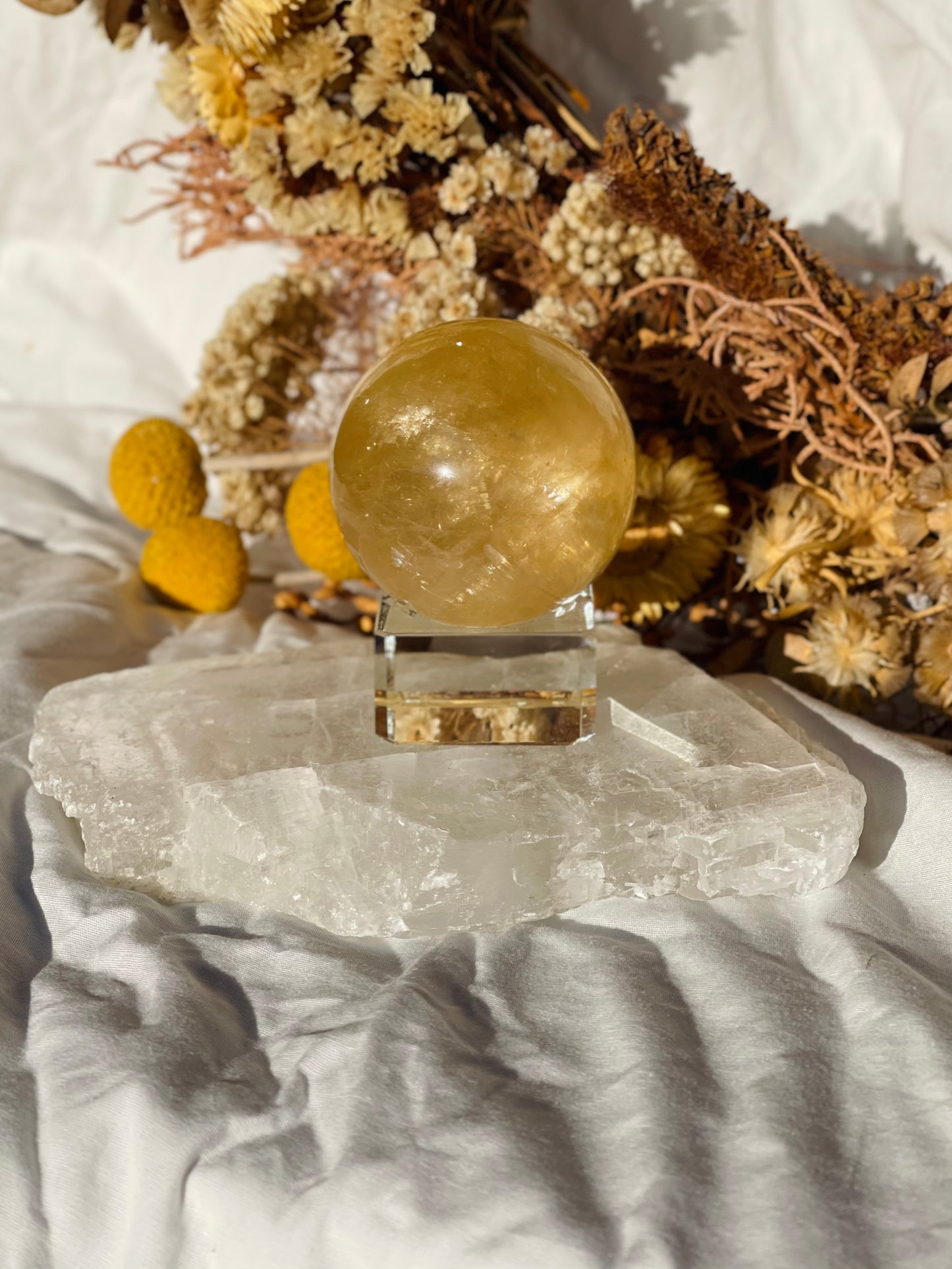 Honey Calcite Sphere