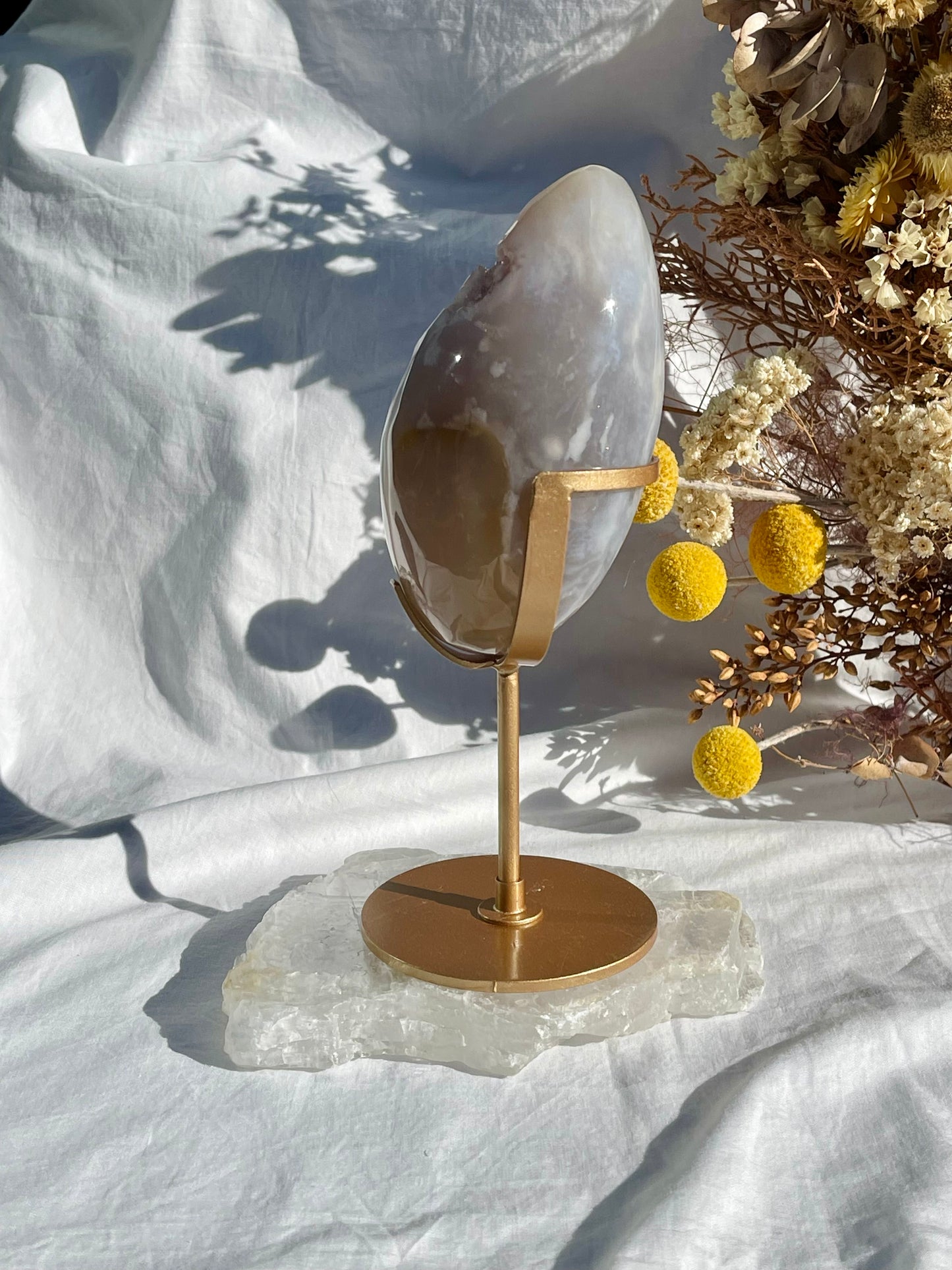 Agate & Pink Amethyst Egg