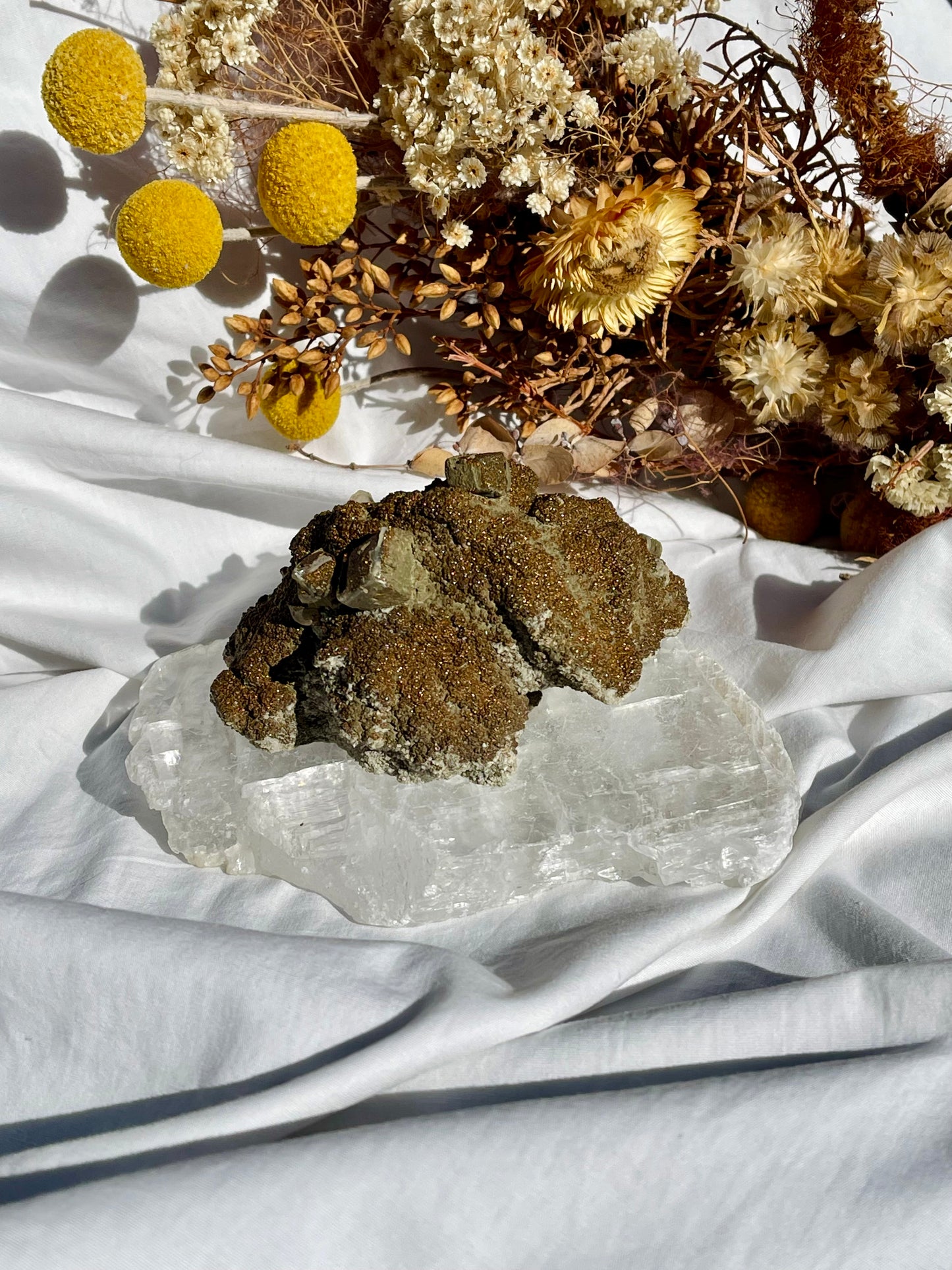 Pyrite Over Calcite Specimen