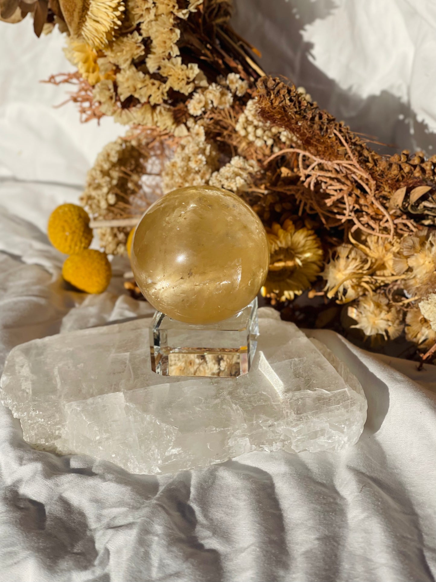 Honey Calcite Sphere