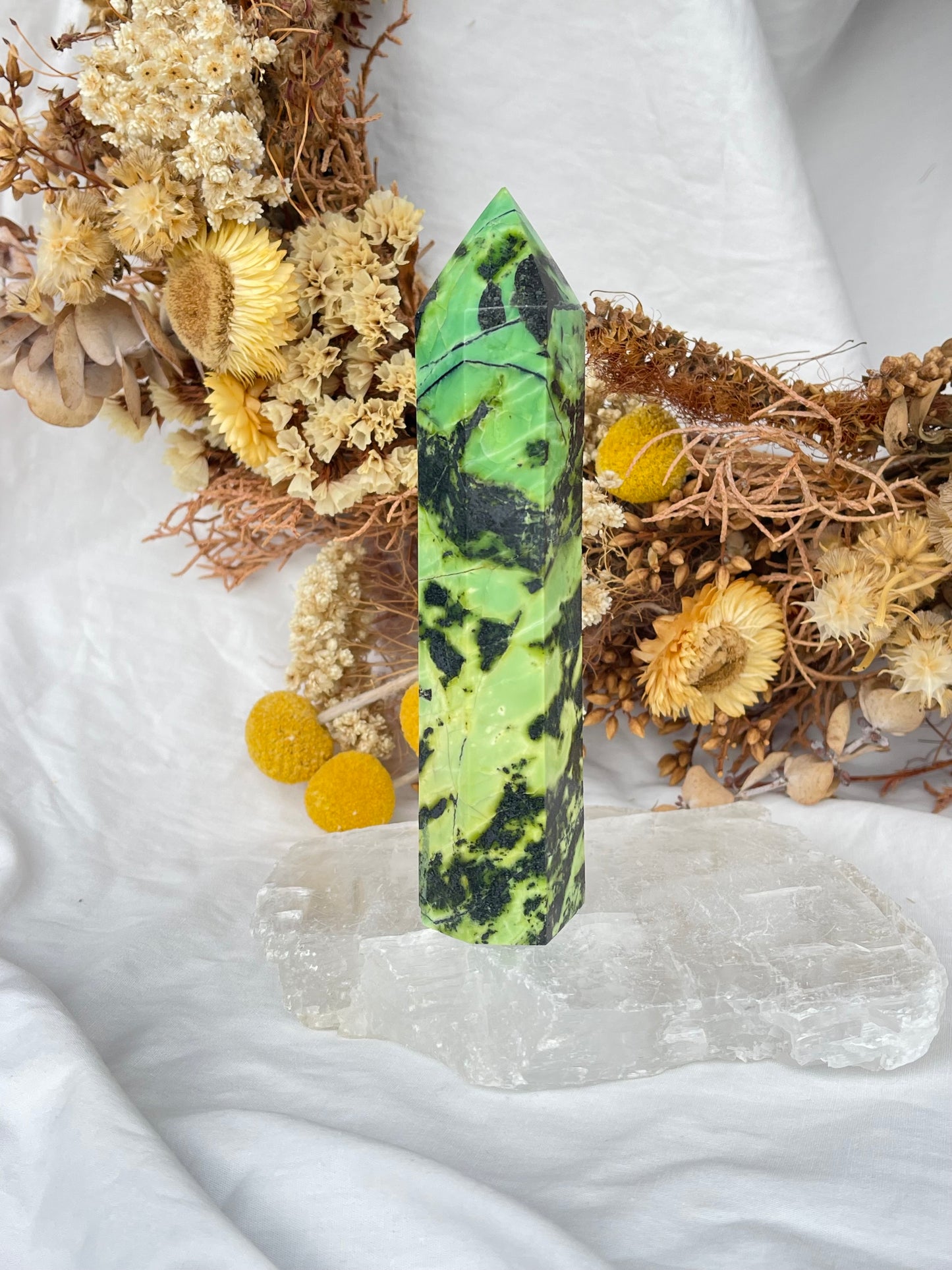 Green Opal & Hematite Point #4