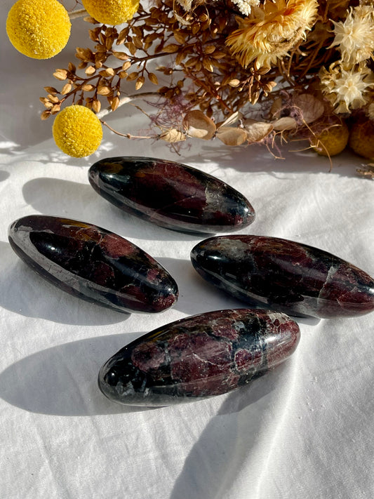 Garnet | Astrophyllite Palmstone
