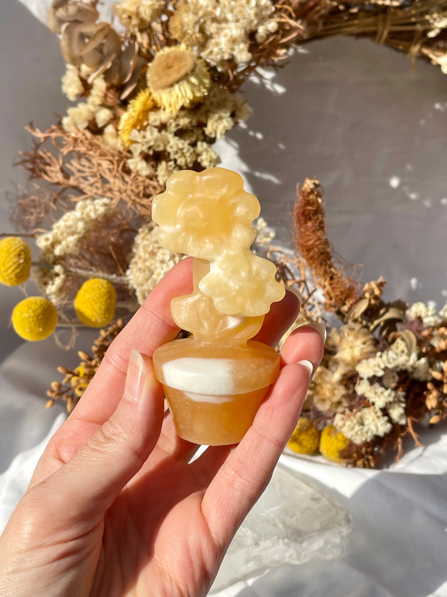 Orange Calcite Flower Pot