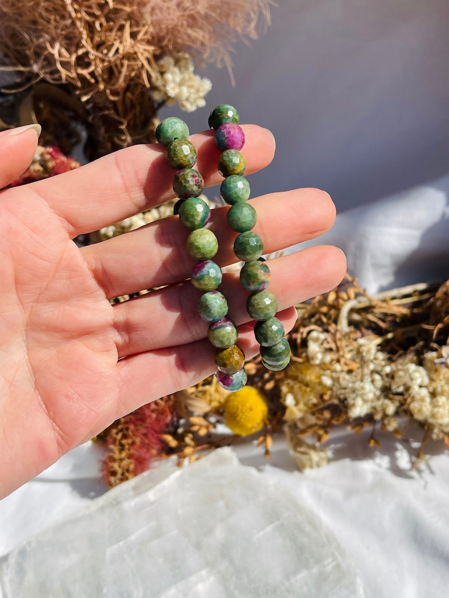 Ruby Fucite Facet Bracelet