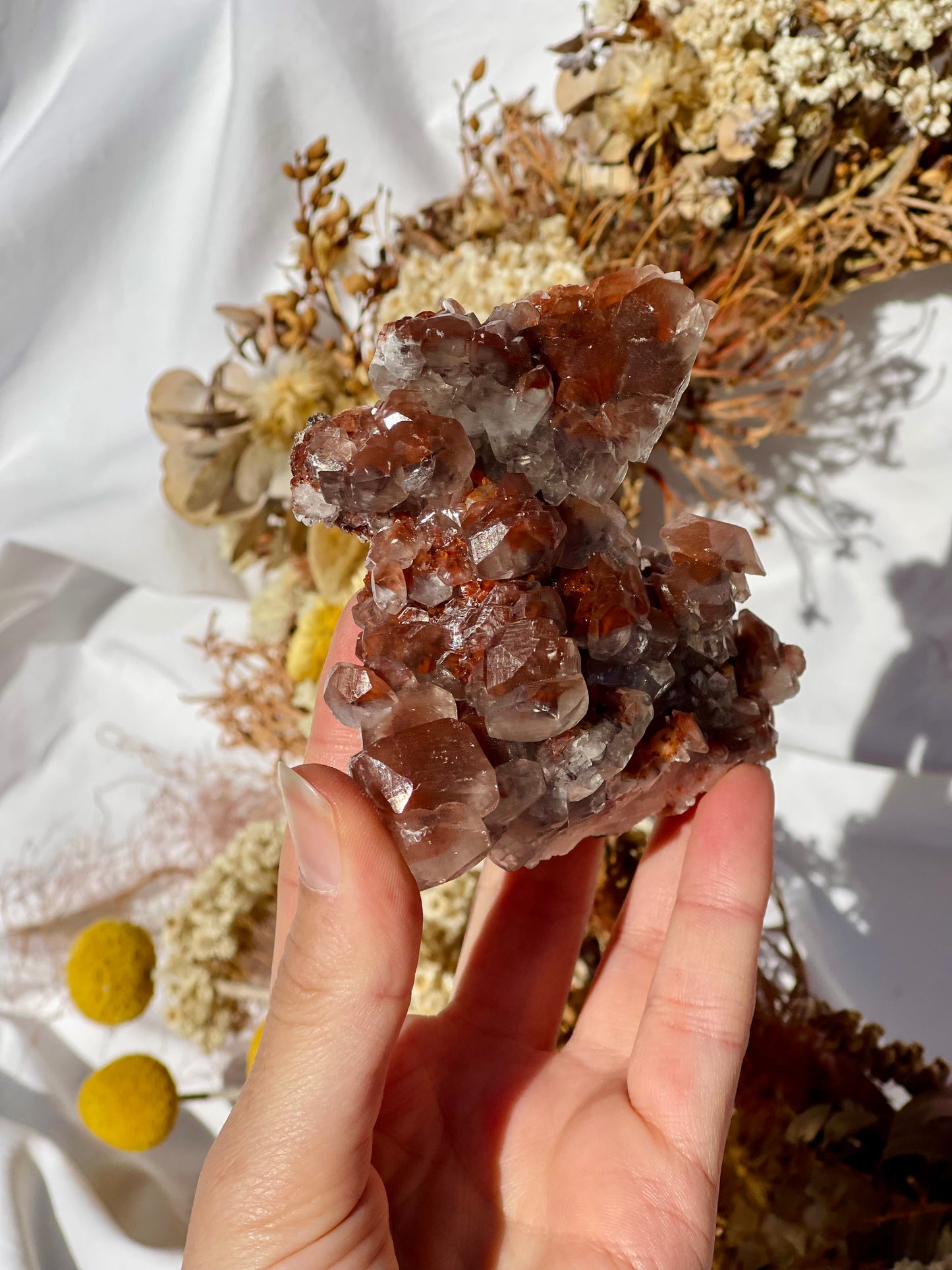 Red Phantom Pagoda Calcite Specimen